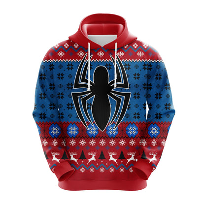 Spider Man Christmas Hoodie Spider Christmas Patterns Blue Red Hoodie