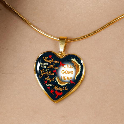 Personalized Memorial Heart Necklace Though You Are Not Here With Me For Mom Dad Grandma Daughter Son Custom Memorial Gift M398