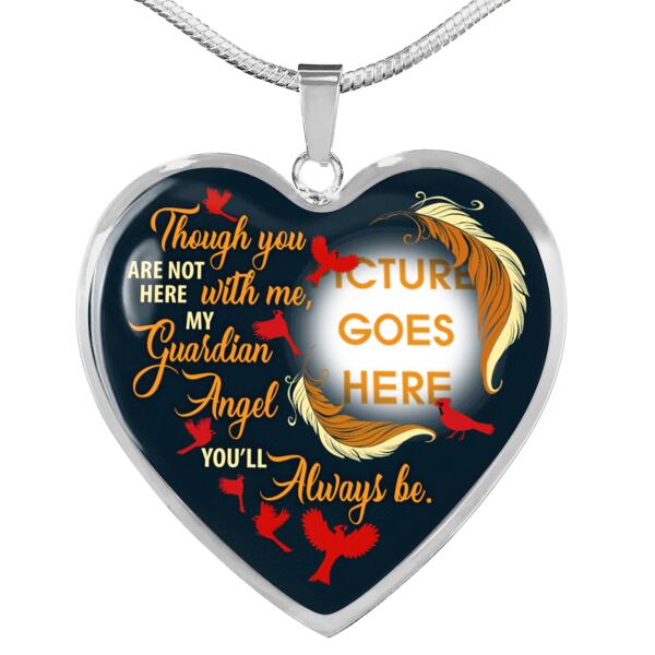 Personalized Memorial Heart Necklace Though You Are Not Here With Me For Mom Dad Grandma Daughter Son Custom Memorial Gift M398