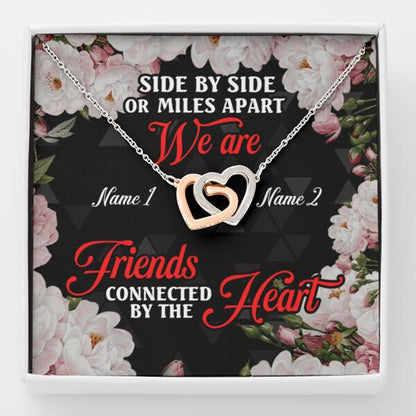 Personalized Friend Interlocking Heart Necklace Side By Side Gift For Bestie Custom Gift F33