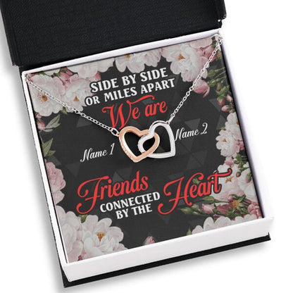 Personalized Friend Interlocking Heart Necklace Side By Side Gift For Bestie Custom Gift F33