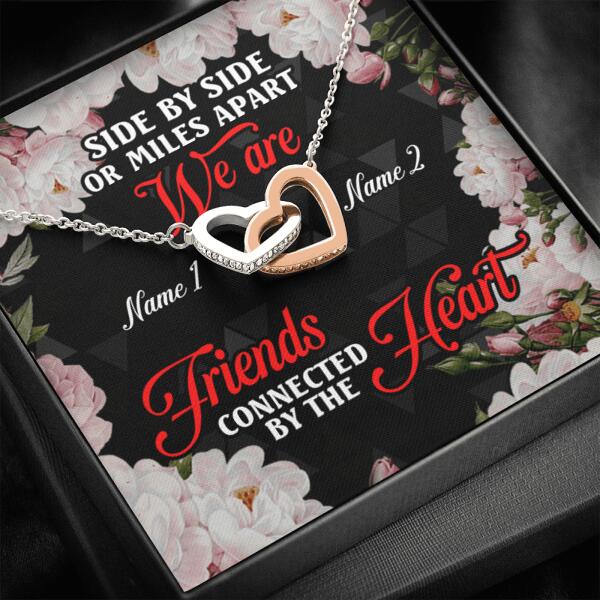 Personalized Friend Interlocking Heart Necklace Side By Side Gift For Bestie Custom Gift F33