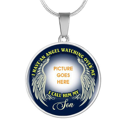 Personalized Memorial Circle Necklace I Have An Angel For Dad Son Husband Custom Memorial Gift M360