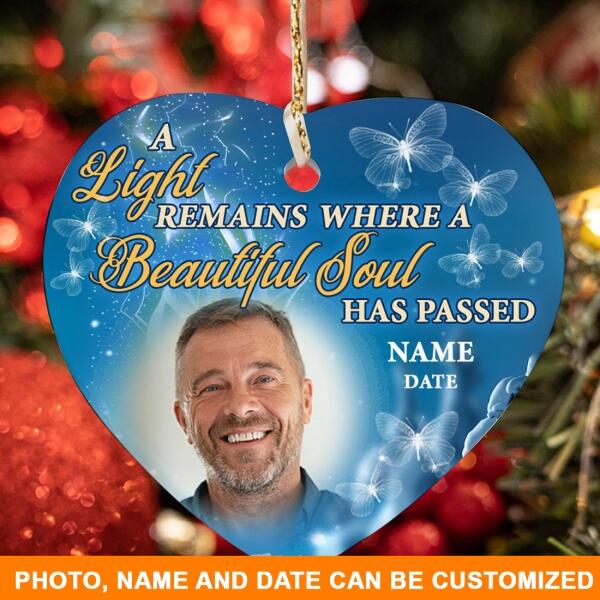 Custom Memorial Ornament For Lost Loved One A Light Remains Christmas Ornament Blue M401