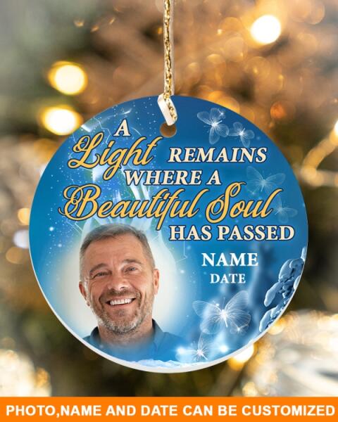 Custom Memorial Ornament For Lost Loved One A Light Remains Christmas Ornament Blue M401