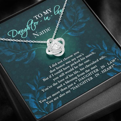 Personalized Family Love Knot Necklace Message Card Daughter In My Heart Gift For Daughter In Law Custom Family Gift F36