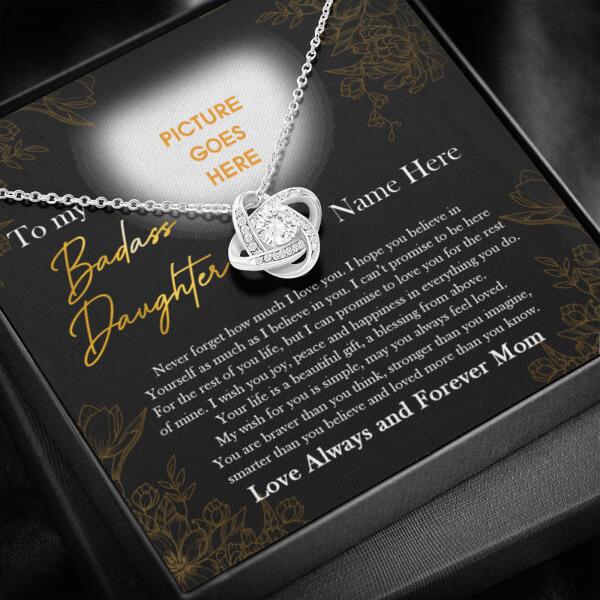 Personalized Family Love Knot Necklace Message Card Love Always And Forever Mom Gift For Daughter Custom Family Gift F38