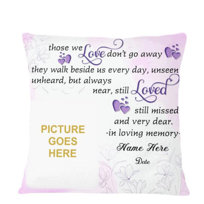 Custom Memorial Pillow For Lost Loved Ones Unseen Unheard But Always Near Pillow 18x18 White M107