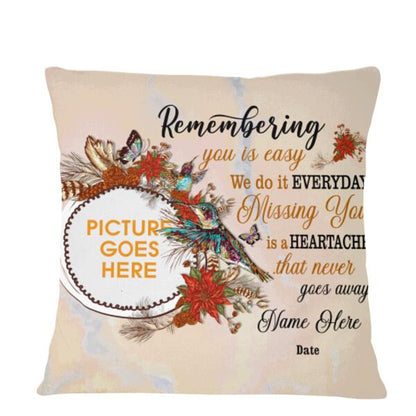 Custom Humming Bird Memorial Pillow For Lost Loved Ones Remembering You Everyday Pillow 18x18 Yellow M119