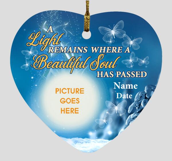 Custom Memorial Ornament For Lost Loved One A Light Remains Christmas Ornament Blue M401