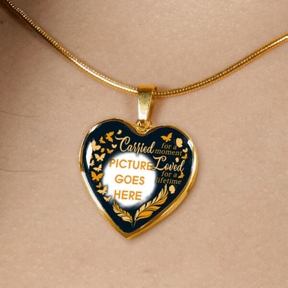 Personalized Memorial Heart Necklace Carried For A Moment For Mom Dad Grandma Daughter Son Custom Memorial Gift M417