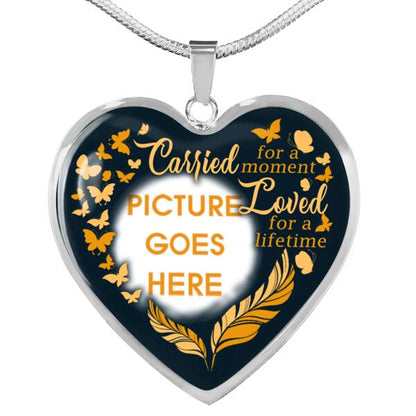 Personalized Memorial Heart Necklace Carried For A Moment For Mom Dad Grandma Daughter Son Custom Memorial Gift M417