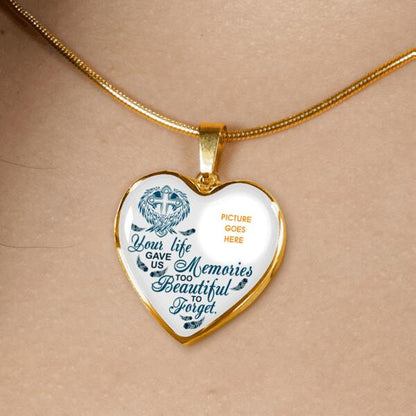 Personalized Memorial Heart Necklace Your Life Gave Us Memories For Mom Dad Grandma Daughter Son Custom Memorial Gift M418