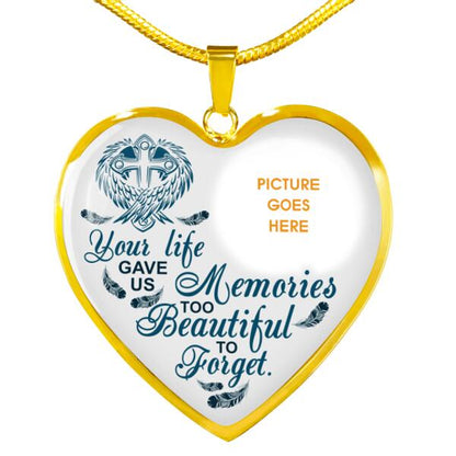 Personalized Memorial Heart Necklace Your Life Gave Us Memories For Mom Dad Grandma Daughter Son Custom Memorial Gift M418