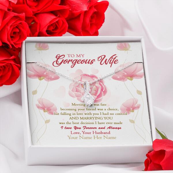 Personalized Family Wife Alluring Beauty Necklace Message Card To My Gorgeous Wife I Love You Gift For Wife Custom Family Gift F43