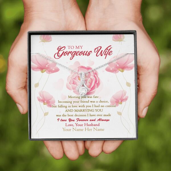 Personalized Family Wife Alluring Beauty Necklace Message Card To My Gorgeous Wife I Love You Gift For Wife Custom Family Gift F43