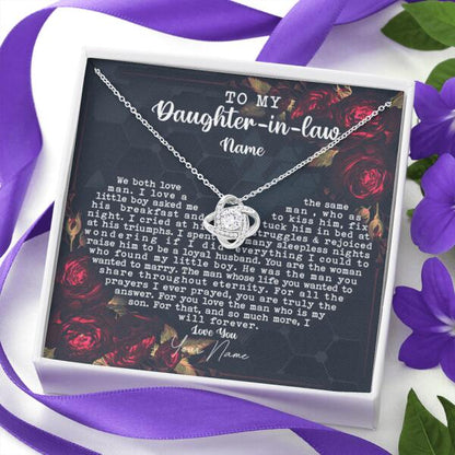 Personalized Family Love Knot Necklace Message Card We Both Love The Same Man Gift For Your Daughter In Law Custom Family Gift F44