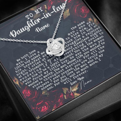 Personalized Family Love Knot Necklace Message Card We Both Love The Same Man Gift For Your Daughter In Law Custom Family Gift F44