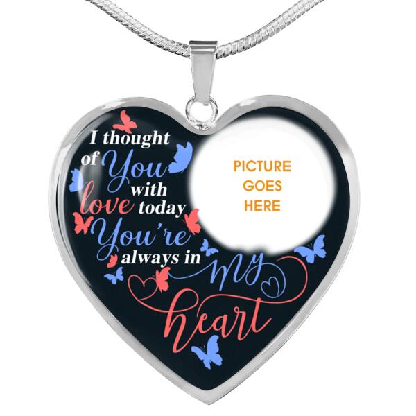 Personalized Memorial Heart Necklace I Thought Of You For Mom Dad Grandma Daughter Son Custom Memorial Gift M414