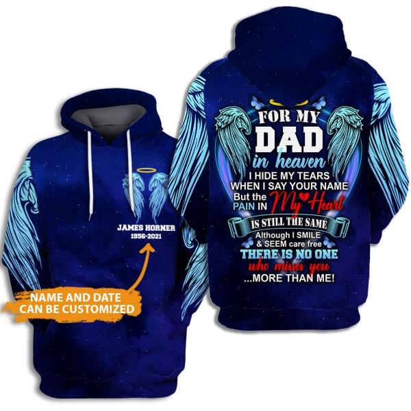 Personalized Memorial Hoodie For My Dad In Heaven For Dad Custom Memorial Gift M420