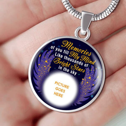 Personalized Memorial Circle Necklace Memories Of You Fill My Mind For Mom Dad Grandma Daughter Son Custom Memorial Gift M422