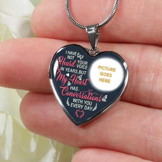 Personalized Memorial Heart Necklace I Have Not Heard Your Voice For Mom Dad Grandma Daughter Son Custom Memorial Gift M421