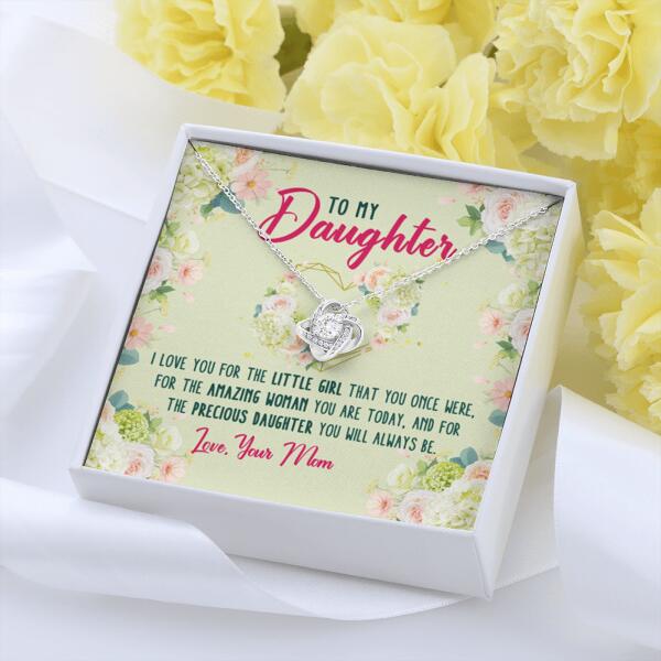 Personalized Family Daughter Love Knot Necklace Message Card I Love You For The Little Girl Gift For Your Daughter Custom Family Gift F48