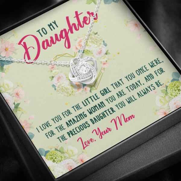 Personalized Family Daughter Love Knot Necklace Message Card I Love You For The Little Girl Gift For Your Daughter Custom Family Gift F48