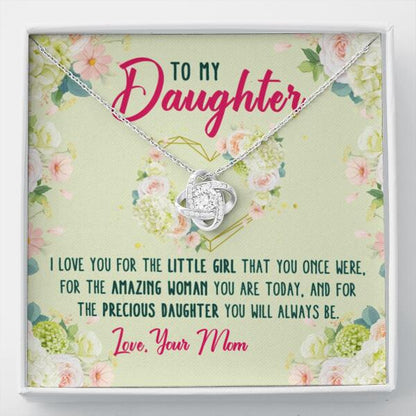 Personalized Family Daughter Love Knot Necklace Message Card I Love You For The Little Girl Gift For Your Daughter Custom Family Gift F48