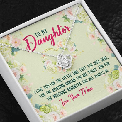 Personalized Family Daughter Love Knot Necklace Message Card I Love You For The Little Girl Gift For Your Daughter Custom Family Gift F48