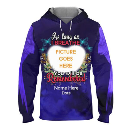 Personalized Memorial Hoodie As Long As I Breathe For Mom, Dad, Grandpa, Son, Daughter Custom Memorial Gift M426