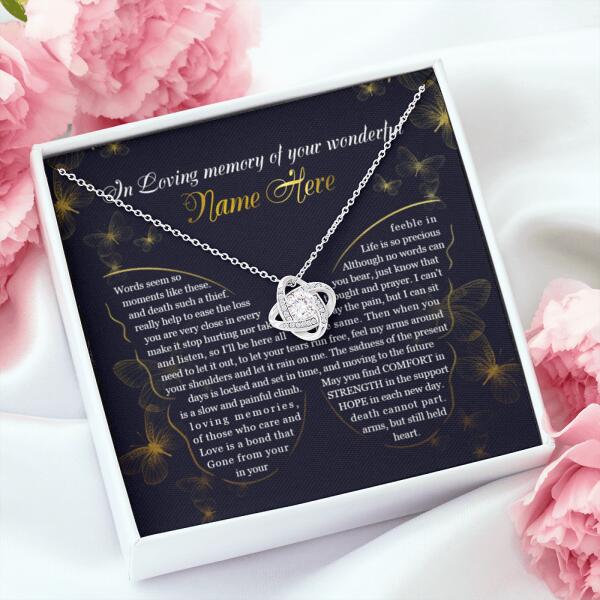 Personalized Memorial Knot Necklace In Loving Memory Of Your Wonderful For Mom Dad Grandma Daughter Son Message Card Custom Memorial Gift M429