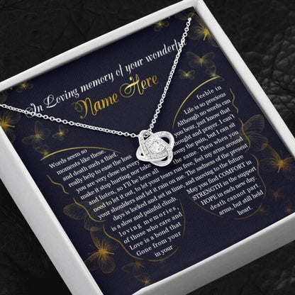 Personalized Memorial Knot Necklace In Loving Memory Of Your Wonderful For Mom Dad Grandma Daughter Son Message Card Custom Memorial Gift M429