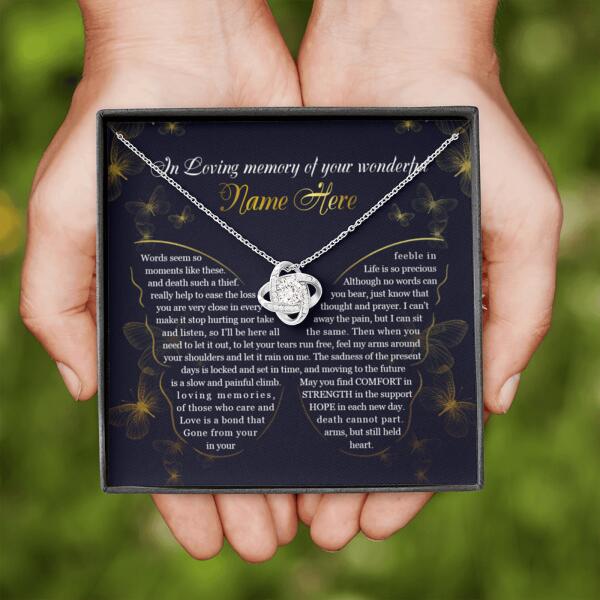 Personalized Memorial Knot Necklace In Loving Memory Of Your Wonderful For Mom Dad Grandma Daughter Son Message Card Custom Memorial Gift M429