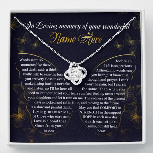Personalized Memorial Knot Necklace In Loving Memory Of Your Wonderful For Mom Dad Grandma Daughter Son Message Card Custom Memorial Gift M429