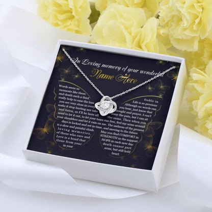 Personalized Memorial Knot Necklace In Loving Memory Of Your Wonderful For Mom Dad Grandma Daughter Son Message Card Custom Memorial Gift M429