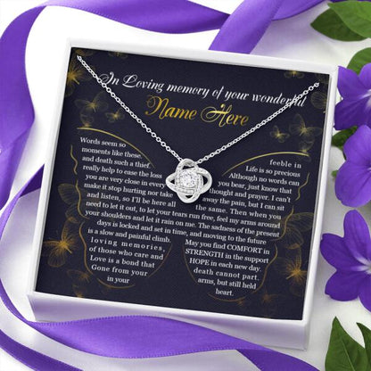 Personalized Memorial Knot Necklace In Loving Memory Of Your Wonderful For Mom Dad Grandma Daughter Son Message Card Custom Memorial Gift M429