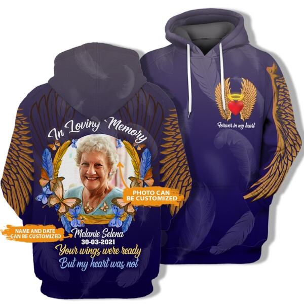 Personalized Memorial Hoodie Your Wings Were Ready In Loving Memory For Mom, Dad, Grandpa, Son, Daughter Custom Memorial Gift M431