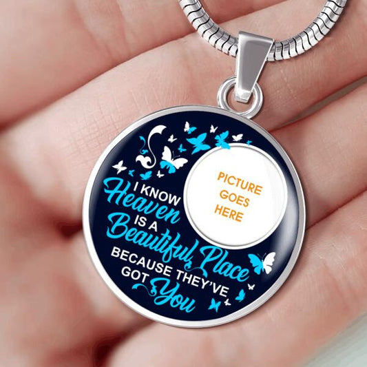 Personalized Memorial Circle Necklace I Know Heaven Is A Beautiful Place For Mom Dad Grandma Daughter Son Custom Memorial Gift M432