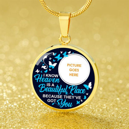 Personalized Memorial Circle Necklace I Know Heaven Is A Beautiful Place For Mom Dad Grandma Daughter Son Custom Memorial Gift M432