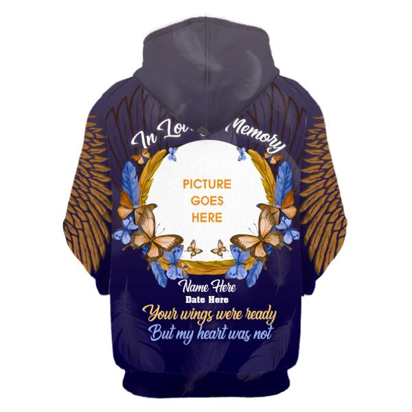 Personalized Memorial Hoodie Your Wings Were Ready In Loving Memory For Mom, Dad, Grandpa, Son, Daughter Custom Memorial Gift M431