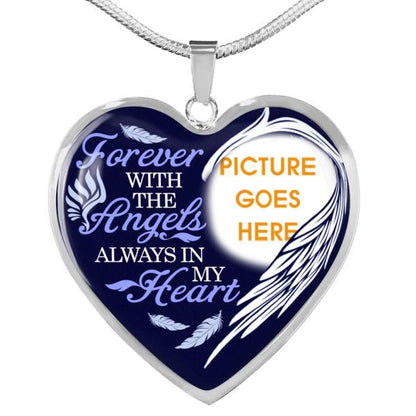 Personalized Memorial Heart Necklace Forever With The Angels For Mom Dad Grandma Daughter Son Custom Memorial Gift M438