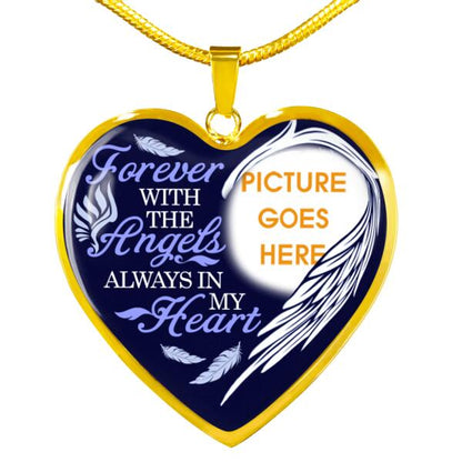 Personalized Memorial Heart Necklace Forever With The Angels For Mom Dad Grandma Daughter Son Custom Memorial Gift M438