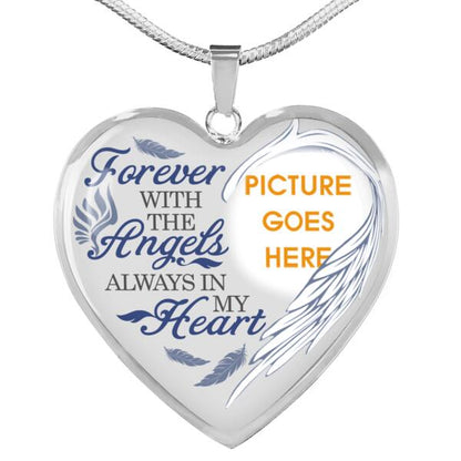 Personalized Memorial Heart Necklace Forever With The Angels For Mom Dad Grandma Daughter Son Custom Memorial Gift M448