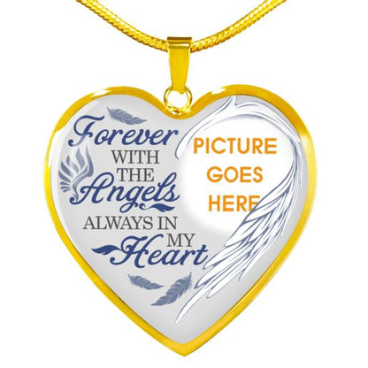 Personalized Memorial Heart Necklace Forever With The Angels For Mom Dad Grandma Daughter Son Custom Memorial Gift M448