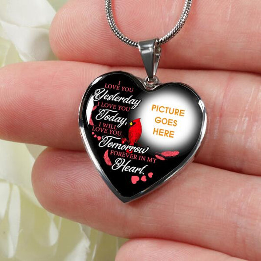 Personalized Memorial Heart Necklace I Love You Yesterday For Mom Dad Grandma Daughter Son Custom Memorial Gift M402