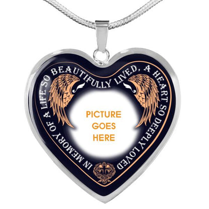 Personalized Memorial Heart Necklace In Loving Memory Of A Life For Mom Dad Grandma Daughter Son Custom Memorial Gift M441