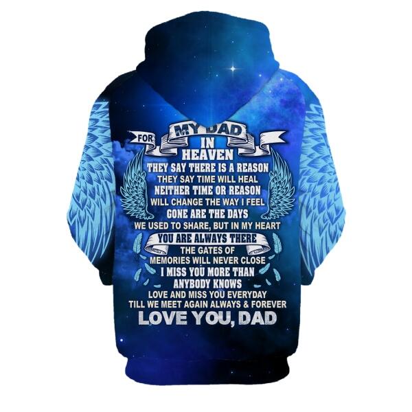 Personalized Memorial Hoodie I Love You My Dad In Heaven For Dad Custom Memorial Gift M439