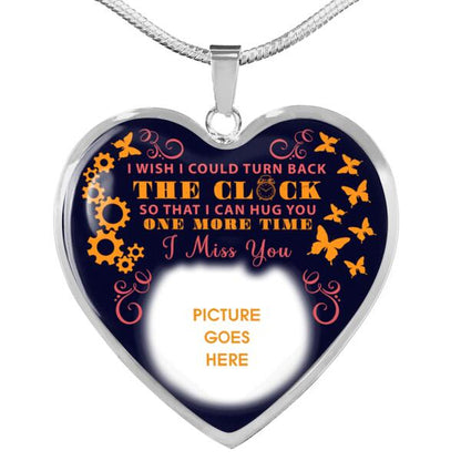 Personalized Memorial Heart Necklace I Wish I Could Turn Back For Mom Dad Grandma Daughter Son Custom Memorial Gift M443