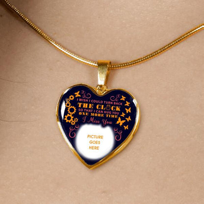 Personalized Memorial Heart Necklace I Wish I Could Turn Back For Mom Dad Grandma Daughter Son Custom Memorial Gift M443